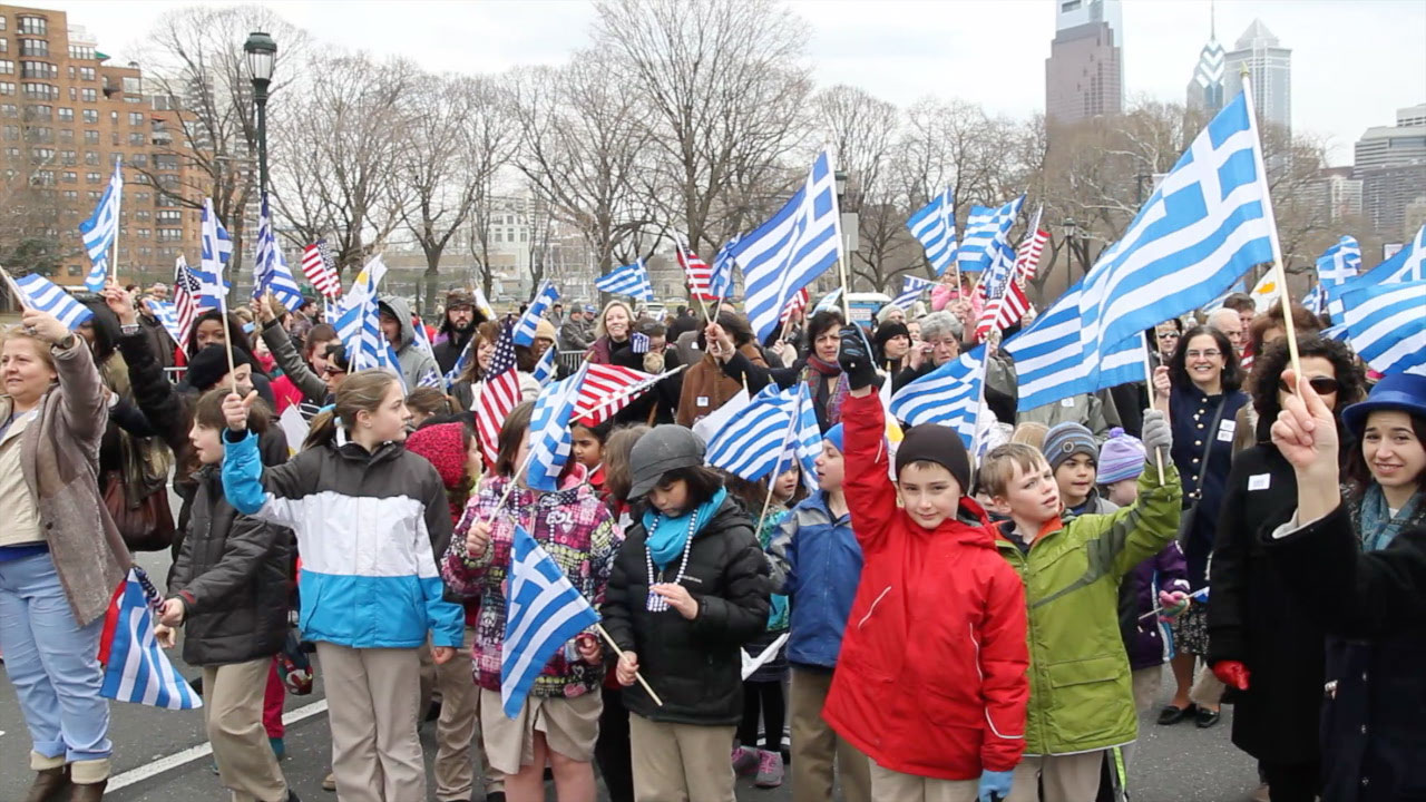 Ben Franklin turns Blue, Philadelphia Greeks celebrate