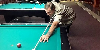 Jimmy Caras playing pool at Drexeline Billiards