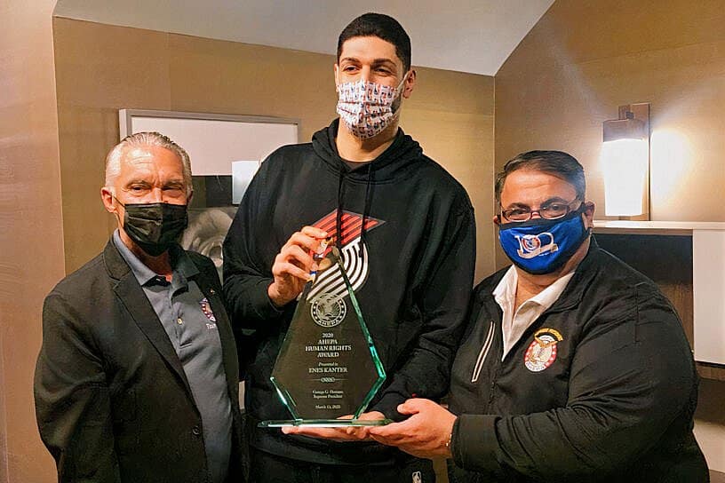 AHEPA Presents NBA Veteran Kanter with Human Rights Award